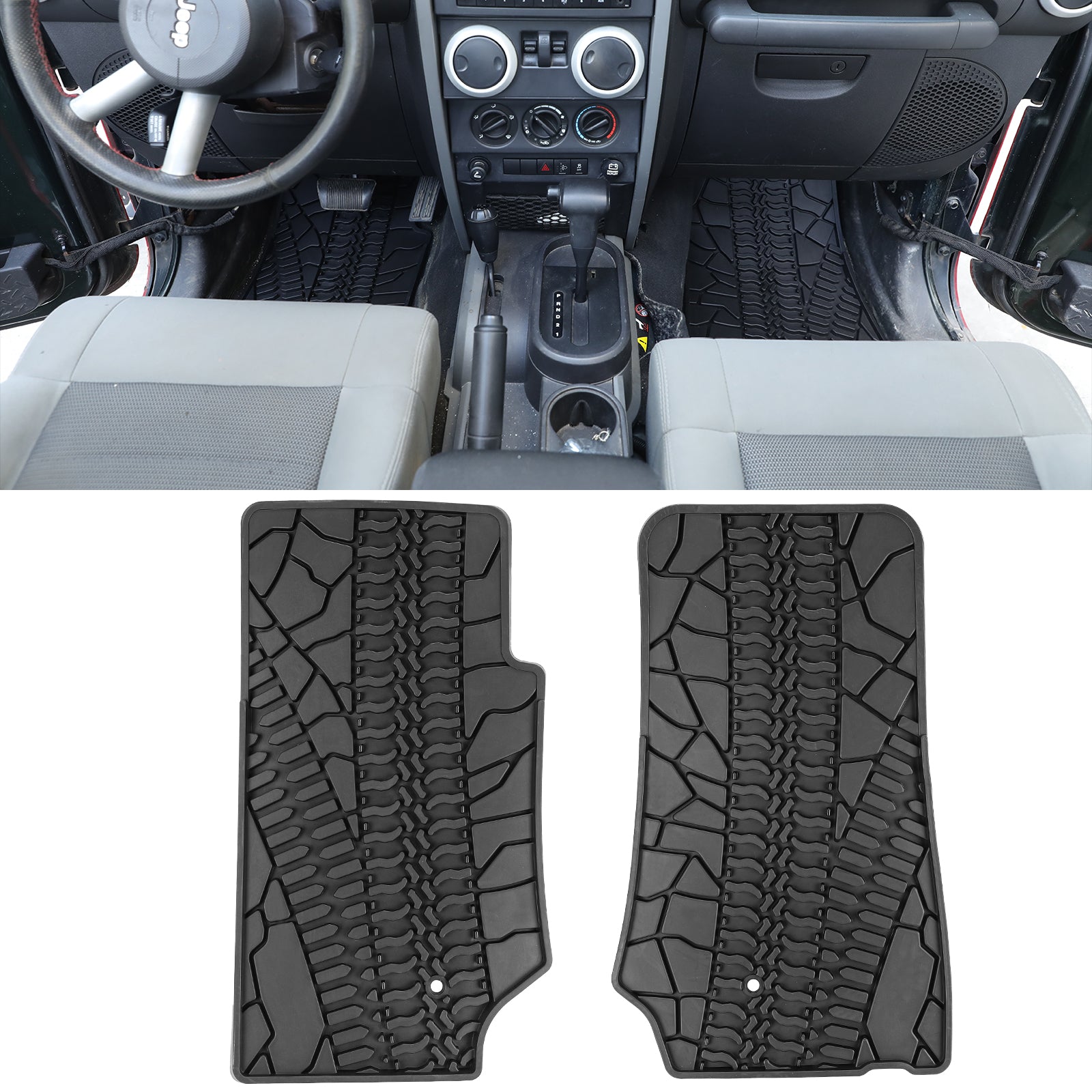 '07-'13 Jeep Wrangler JK 2-Door with Texture TPE Front & Rear Floor Mats