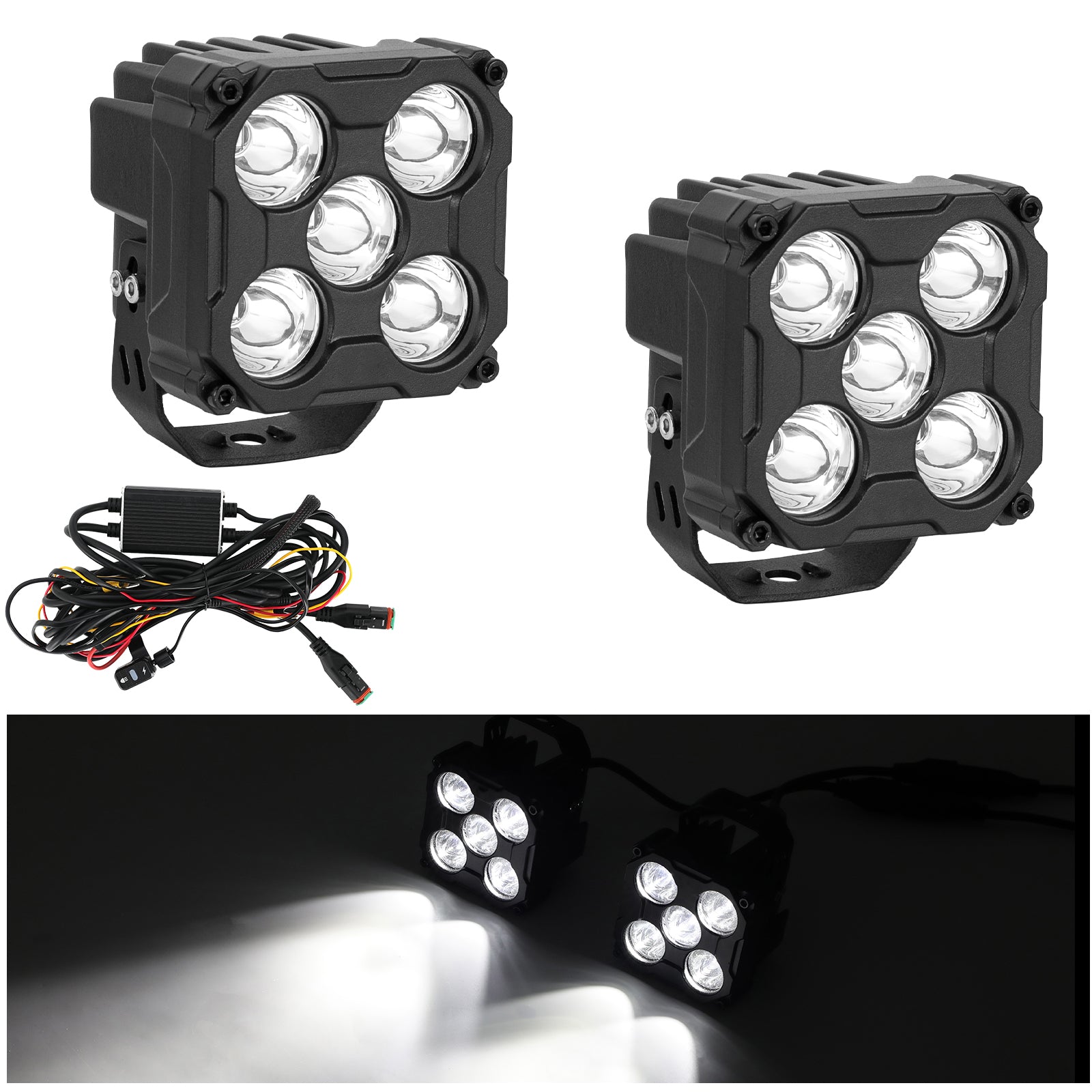 3.5" 170W White LED Off-Road Work Light Pods with 3D Glass Lens