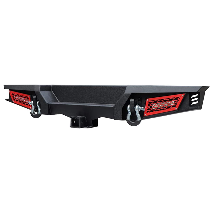 Jeep Wrangler Rear Bumper Black w/2x 18W LED Lights & Hook Receivers and 2X 4.75T D-Rings fit 2007-2018 Wrangler JK & JKU