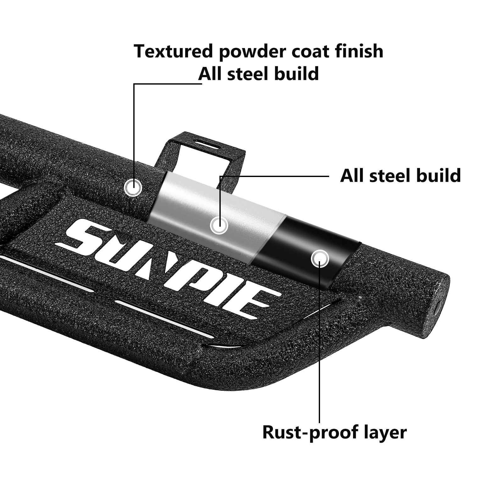 Entry-Level Carbon Steel Running Boards Side Steps for 2018-2026 Jeep Wrangler JL 2-Door