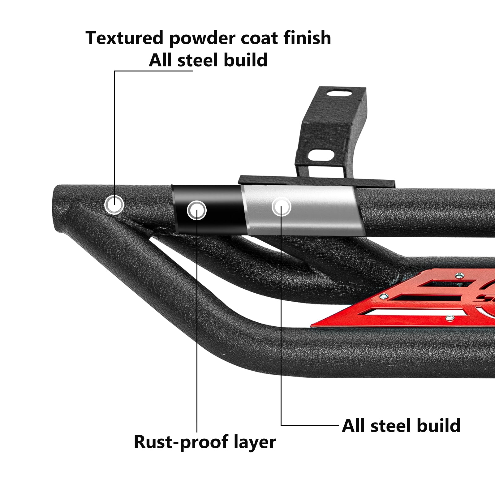 Heavy-Duty Carbon Steel Side Steps for 2021-2026 Ford Bronco 4-Door