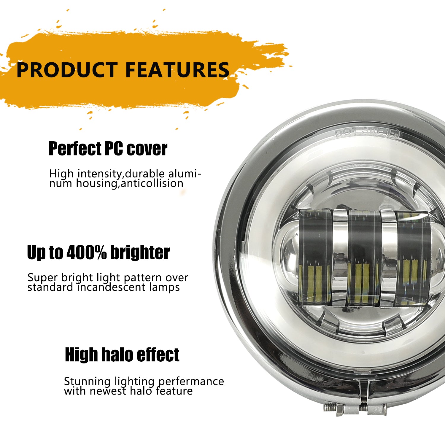 4.5 inch  LED Halo Auxiliary Fog Lights with Integrated DRL & Turn Signal for Harley-Davidson (2pcs/set)