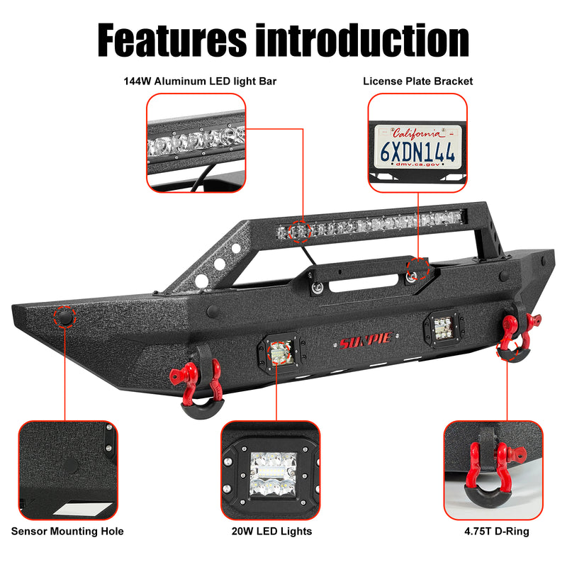 Steel Heavy-Duty Off-Road Ford Bronco Front & Rear Bumper Combo Kit