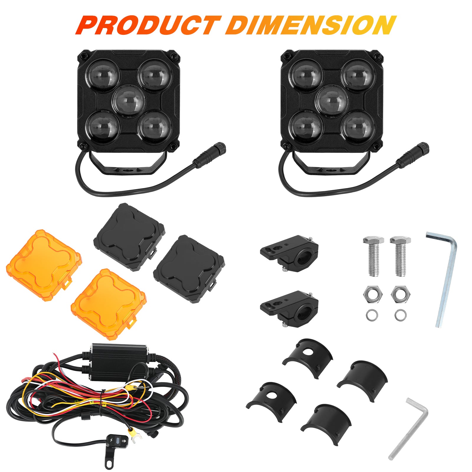 3.5" 170W LED Pod Lights, Dual Color White & Amber Off-Road Work Lights for Trucks and SUVs