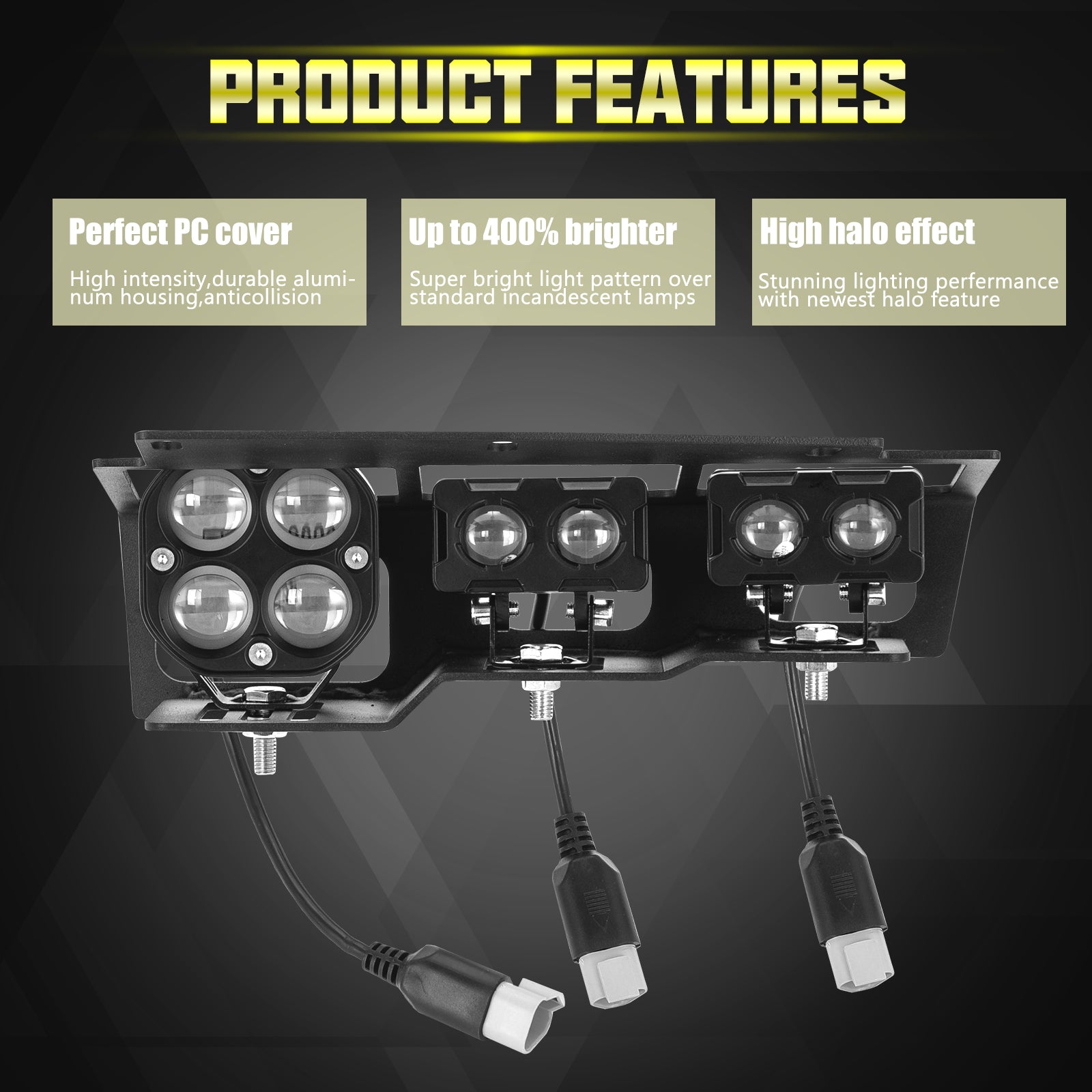 Bronco 6-Light 116W LED Flood Beam Fog Lights Kit with Remote Control (2Pcs/Set)