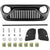 Jeep Grille Second Generation Black/White Matte Black Paintable for 2018-2024 Jeep Wrangler JL/JLU &  2019-2024 Jeep Gladiator JT