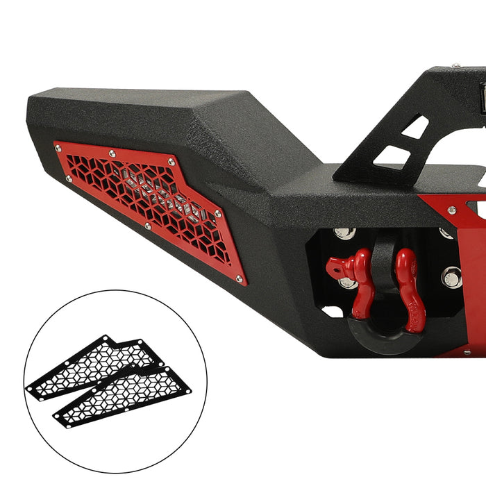 Sunpie Black Steel Front Bumper with Winch Plate and Front License Plate Holder, LED Lights & D-Rings for 2007-2025 Jeep Wrangler JK/JL 4xe & Jeep Gladiator