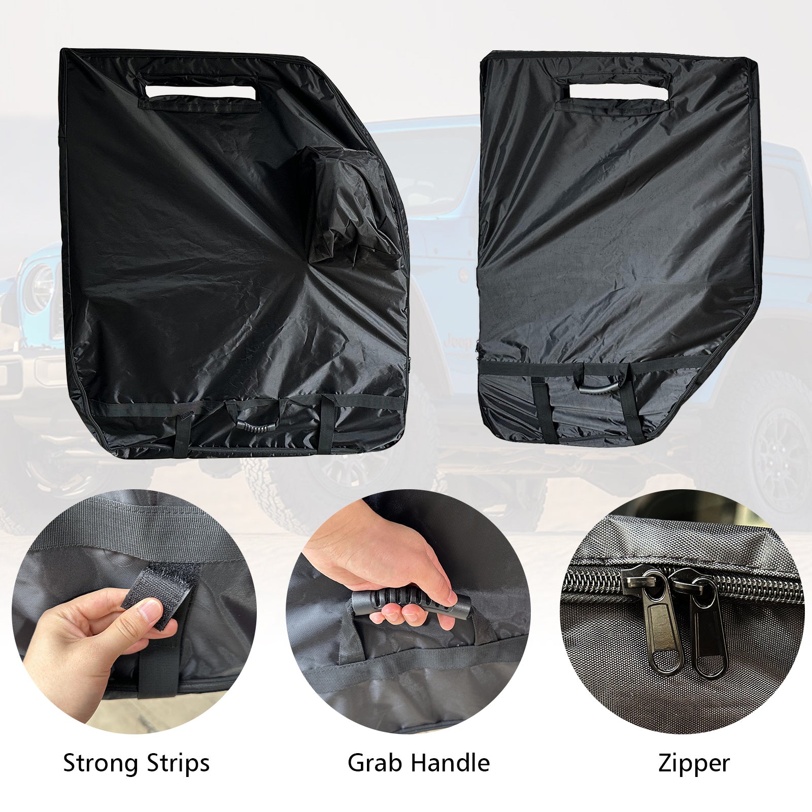 Jeep Hard Door Storage Bag 2PCS/4PCS for 1976-2026 Jeep Wrangler JK JL JKU JLU YJ TJ Jeep Gladiator JT