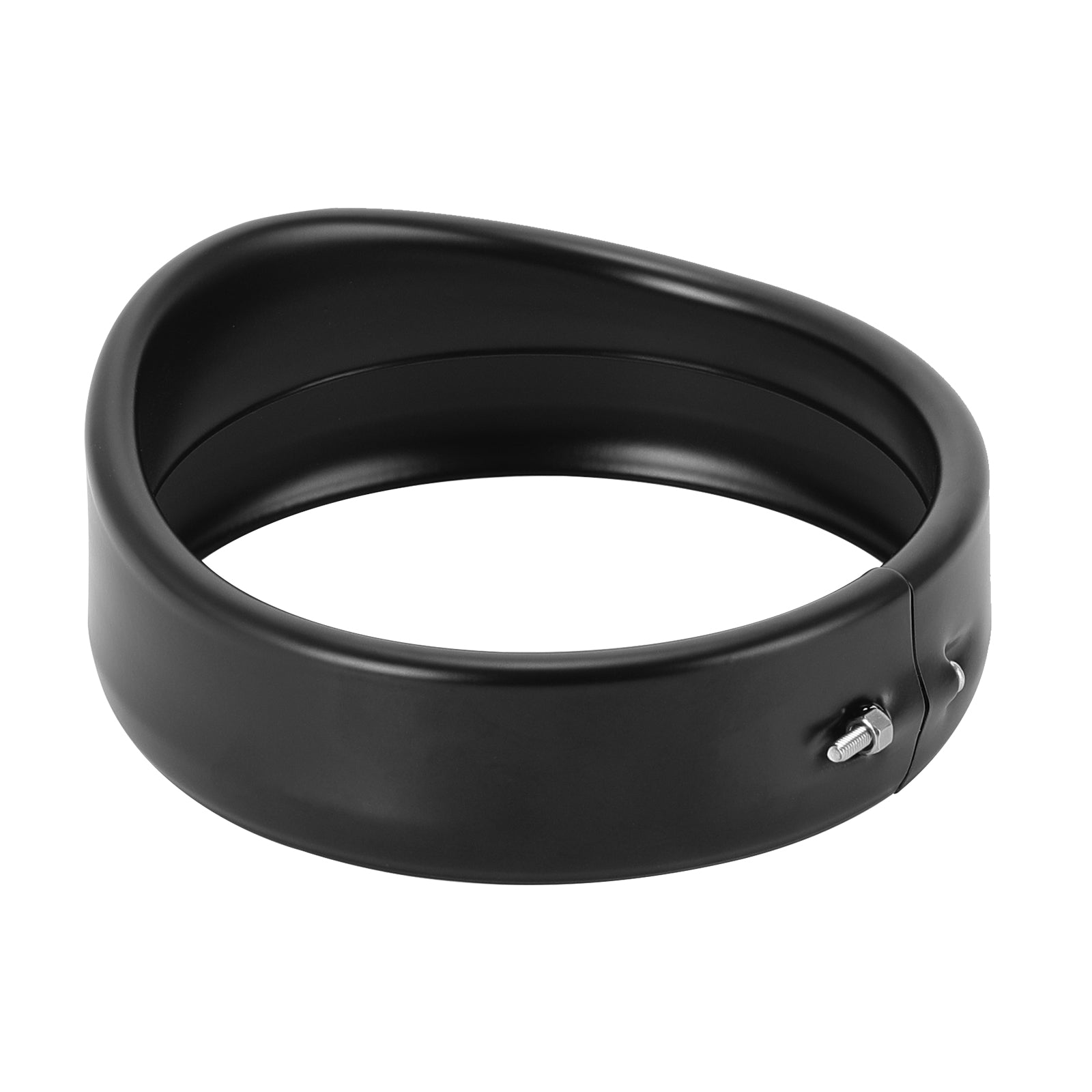 Premium 5.75" Visor-Style Headlight Trim Ring for Harley-Davidson in Gloss Black finish.