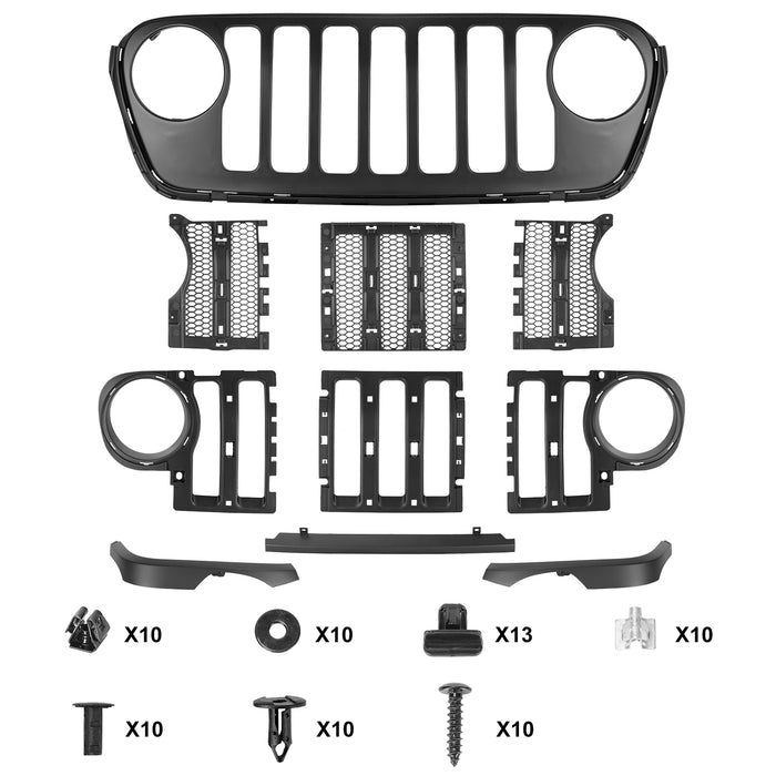 Jeep Grille Stripes Vertical ABS Plastic OEM Version for 2018-2024 Jeep Wrangler JL/JLU and Jeep Gladiator