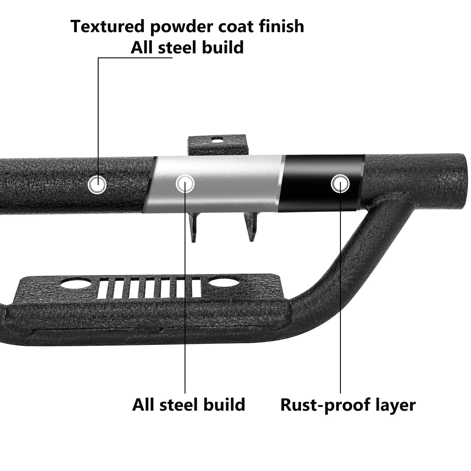 Entry-Level Running Boards Side Step Bars for Jeep Wrangler JLU/4XE 2018-2026 4 Door, Bolt-On Nerf Bars