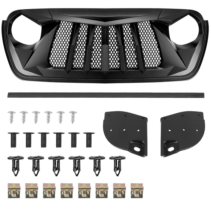 Jeep Grille (Bird of Prey) ABS Matte Black Mesh Grille for 2018-2025 Jeep Wrangler JL/JLU & Jeep Gladiator JT