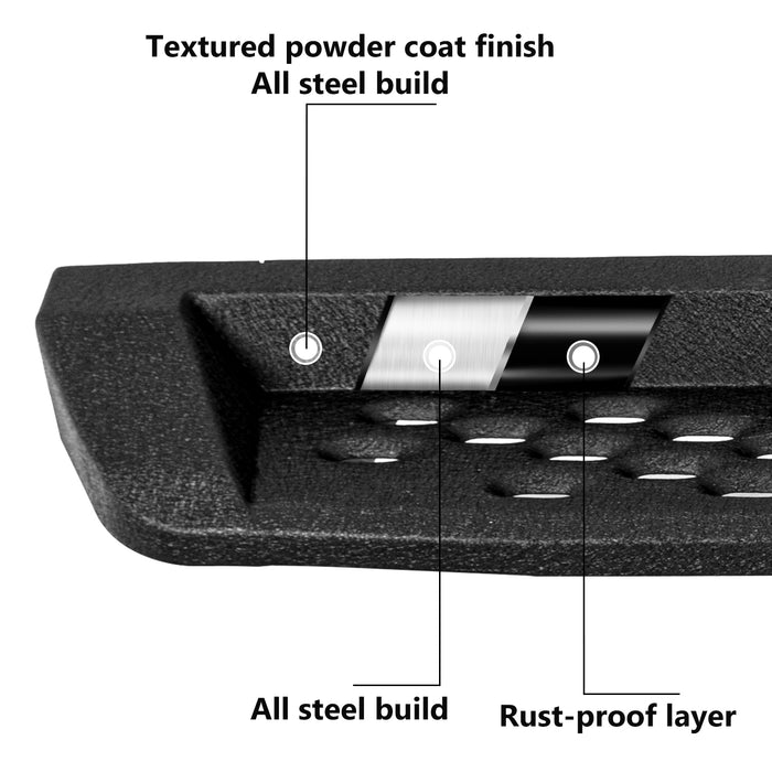 Raptor Style Carbon Steel Running Boards for 2021-2025 Ford Bronco 2-Door