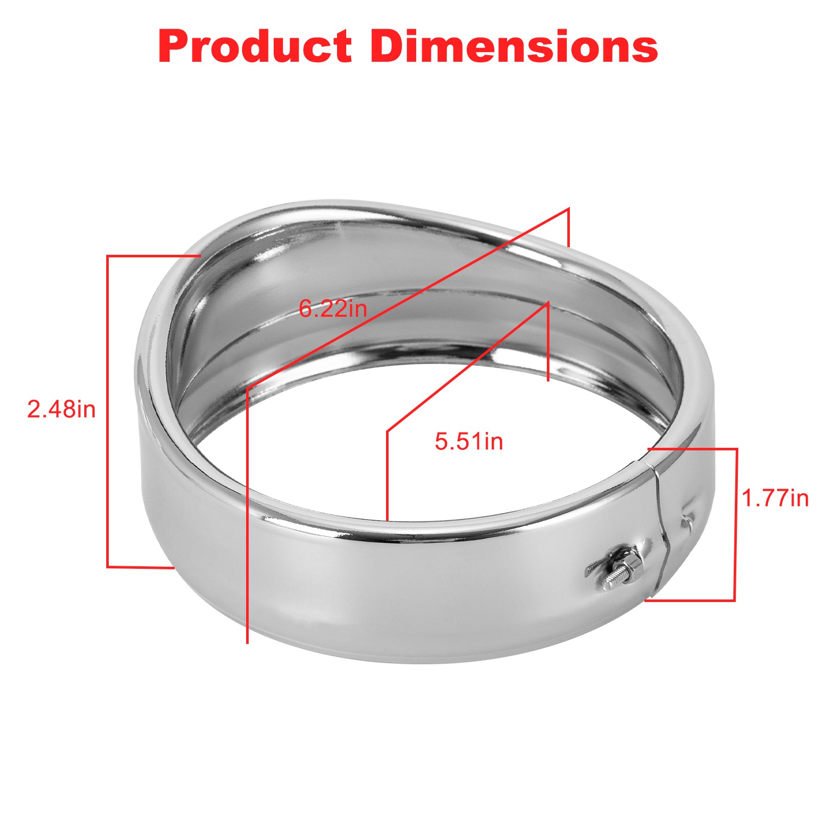Premium 5.75" Visor-Style Headlight Trim Ring for Harley-Davidson dimensions with measurements shown.