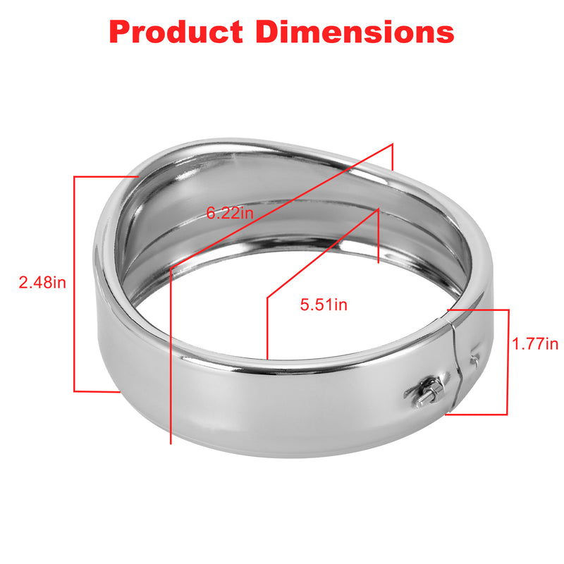 Premium 5.75" Visor-Style Headlight Trim Ring for Harley-Davidson