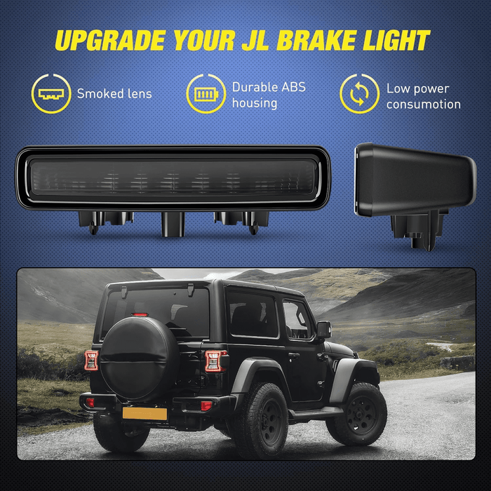 Smoked ABS Third Brake Light for 2018-2025 Jeep Wrangler 4xe JL/JLU