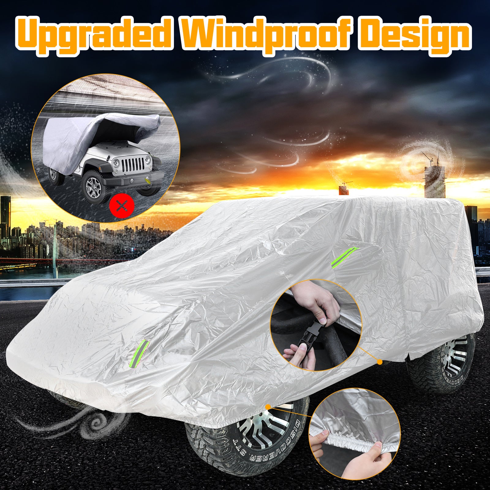 All-Weather Waterproof 4-Door Car Cover for Jeep Wrangler JKU, JLU & 4xe 4-Door (2007-Present)