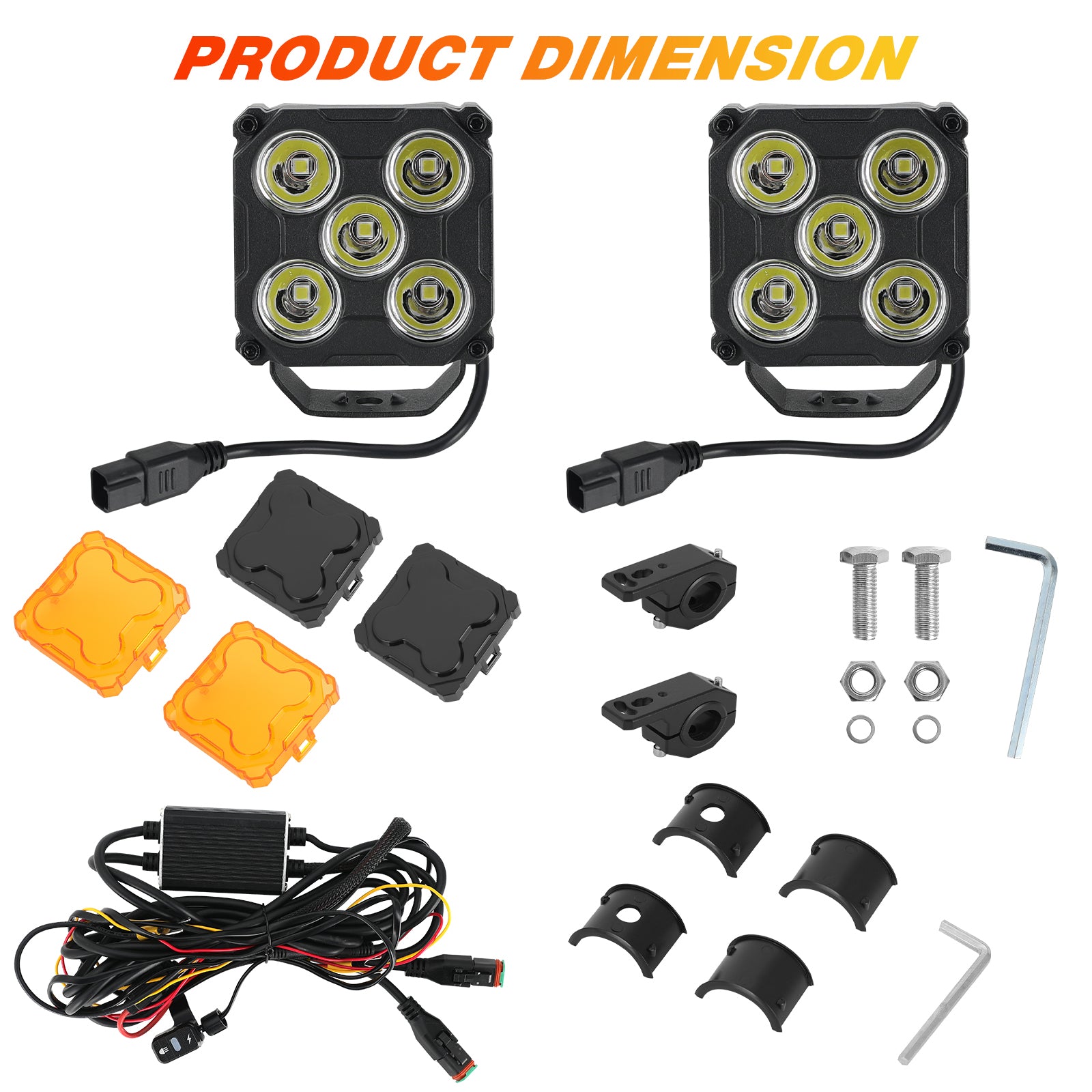 3.5" 170W White LED Off-Road Work Light Pods with 3D Glass Lens