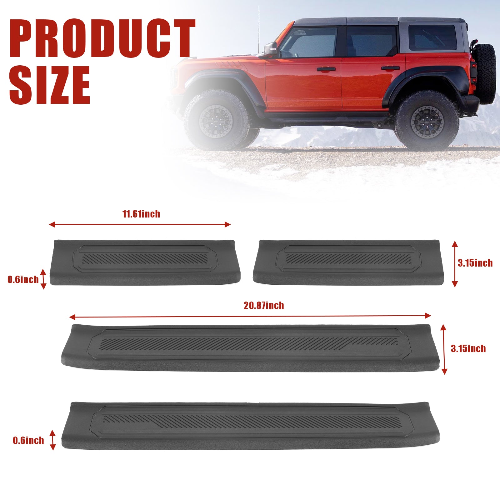 Ford Bronco Door Sill Scuff for 2021-2026 Bronco 4-Door 4 PCS (Not for Bronco 2-Door and Bronco Sport)