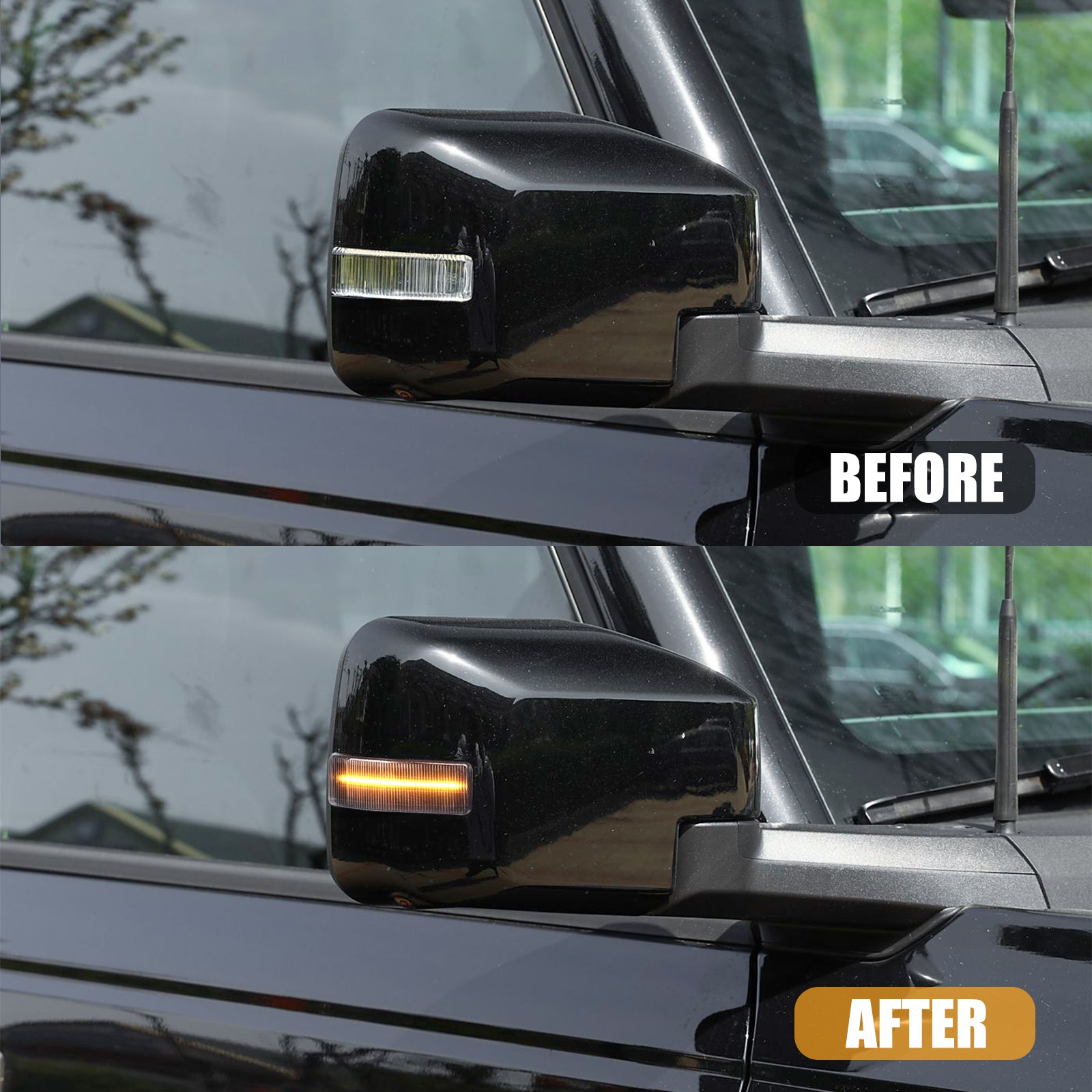 Ford Bronco Mirror Lights: Dynamic Sequential Turn Signal & Dual-Color (Amber/White) DRL (2Pcs/Set)