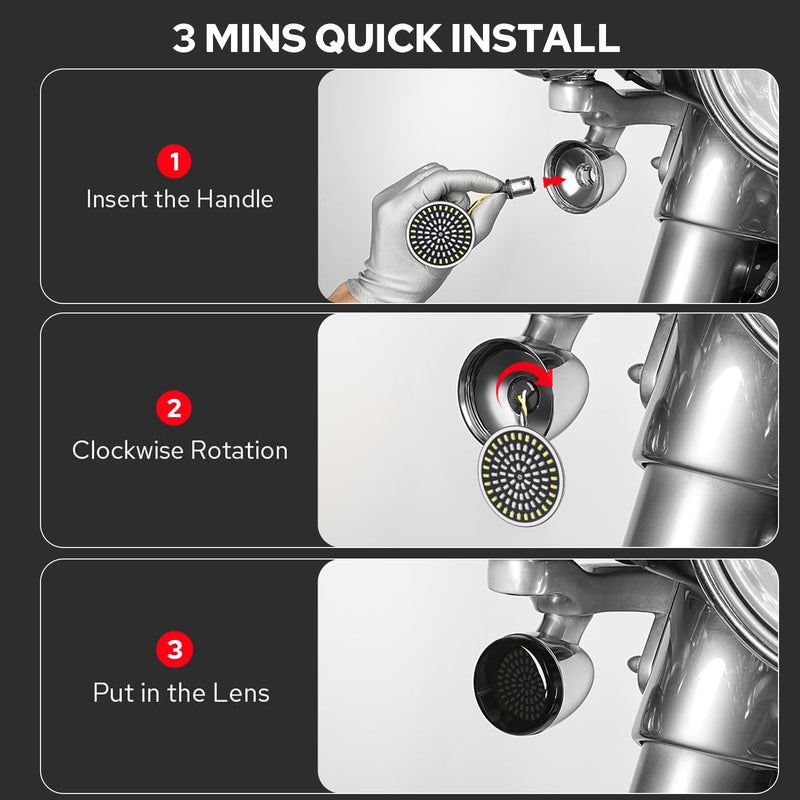 1157 Bullet-Style LED Front Turn Signals (White DRL + Amber Turn Signal) for Harley-Davidson Motorcycles