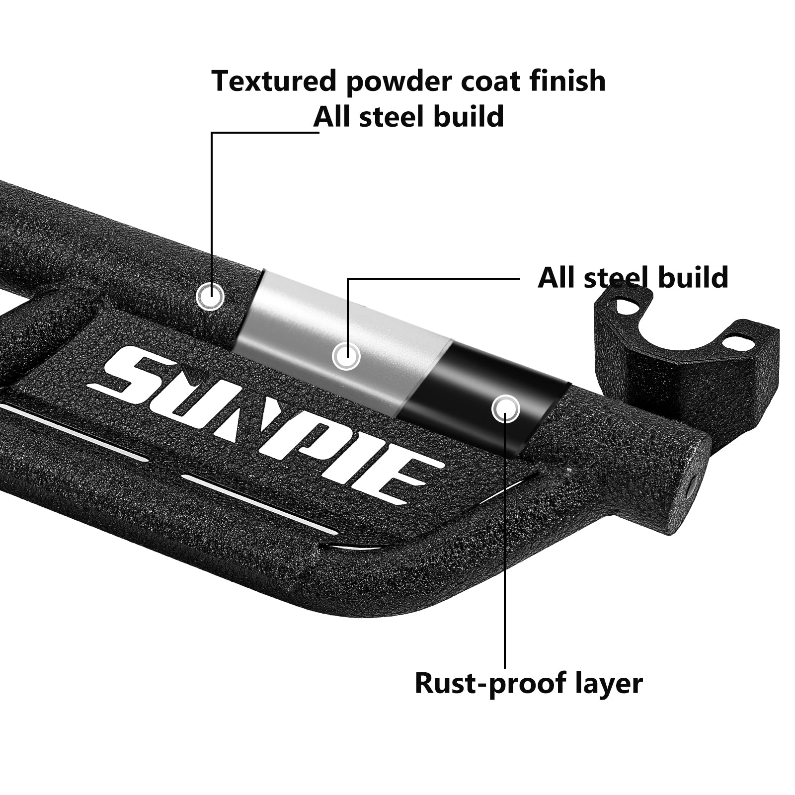 Entry-Level Running Boards Side Step Bars for 2007-2018 Jeep Wrangler JK  2 Door, Bolt-On Nerf Bars