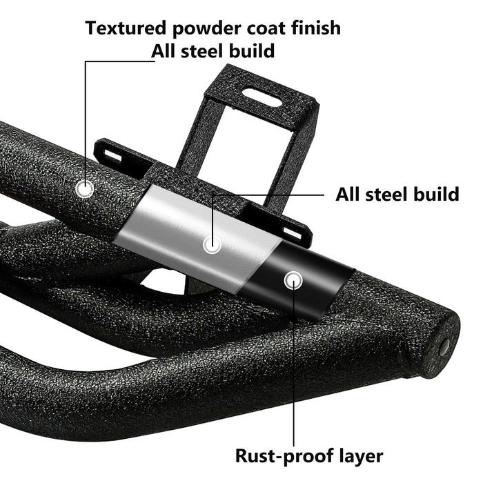'18-'25 Jeep Wrangler JL 2 Door Black Stainless Steel Side Step Bars