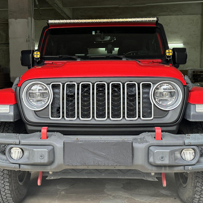 ABS Black & Silver Splicing Front Grille for 2018+ Jeep Wrangler JL JLU 4xe & Jeep Gladiator