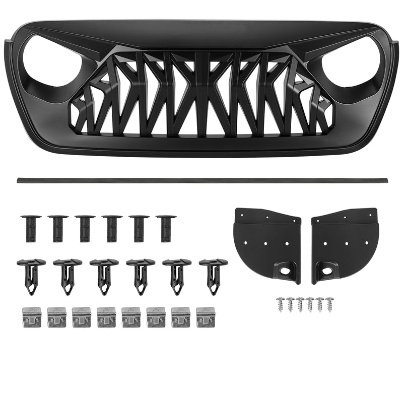 Mustang Series Aggressive Front Grille for 2018-2026 Jeep Wrangler JL JLU 4xe & Gladiator JT