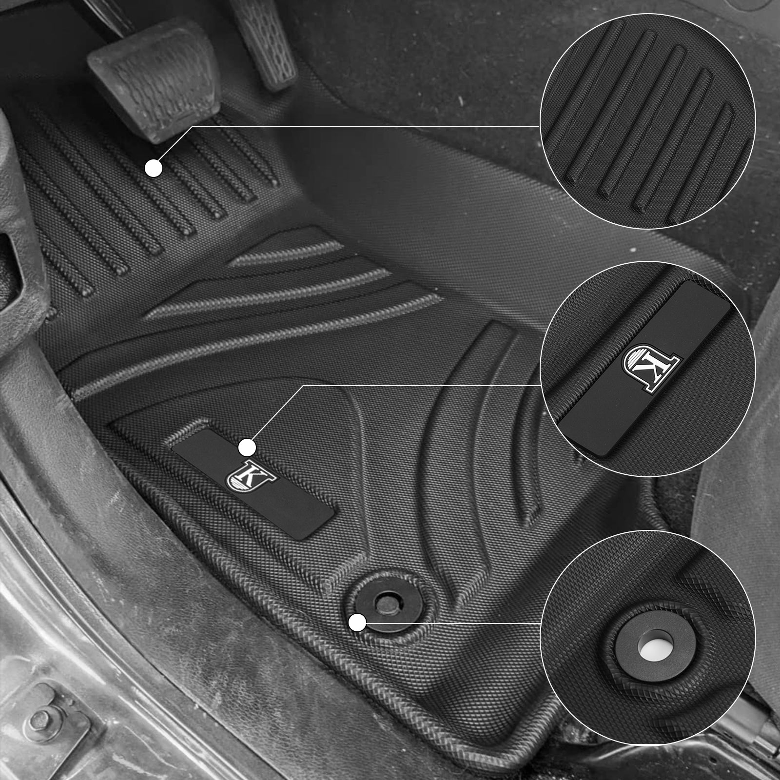 Jeep Front & Rear Floor Mats for 2021-2026 Jeep Wrangler 4xe 4-Door