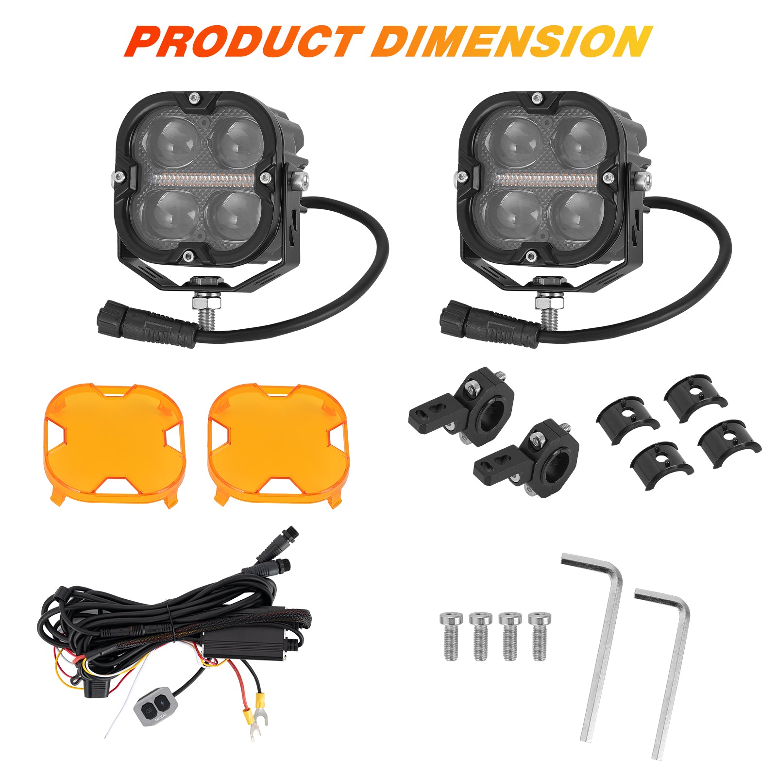 High-Performance 3.5" Quad-LED Pod Light Kit with DRL – Dual Beam Fog & Driving Lights for Off-Road Vehicles