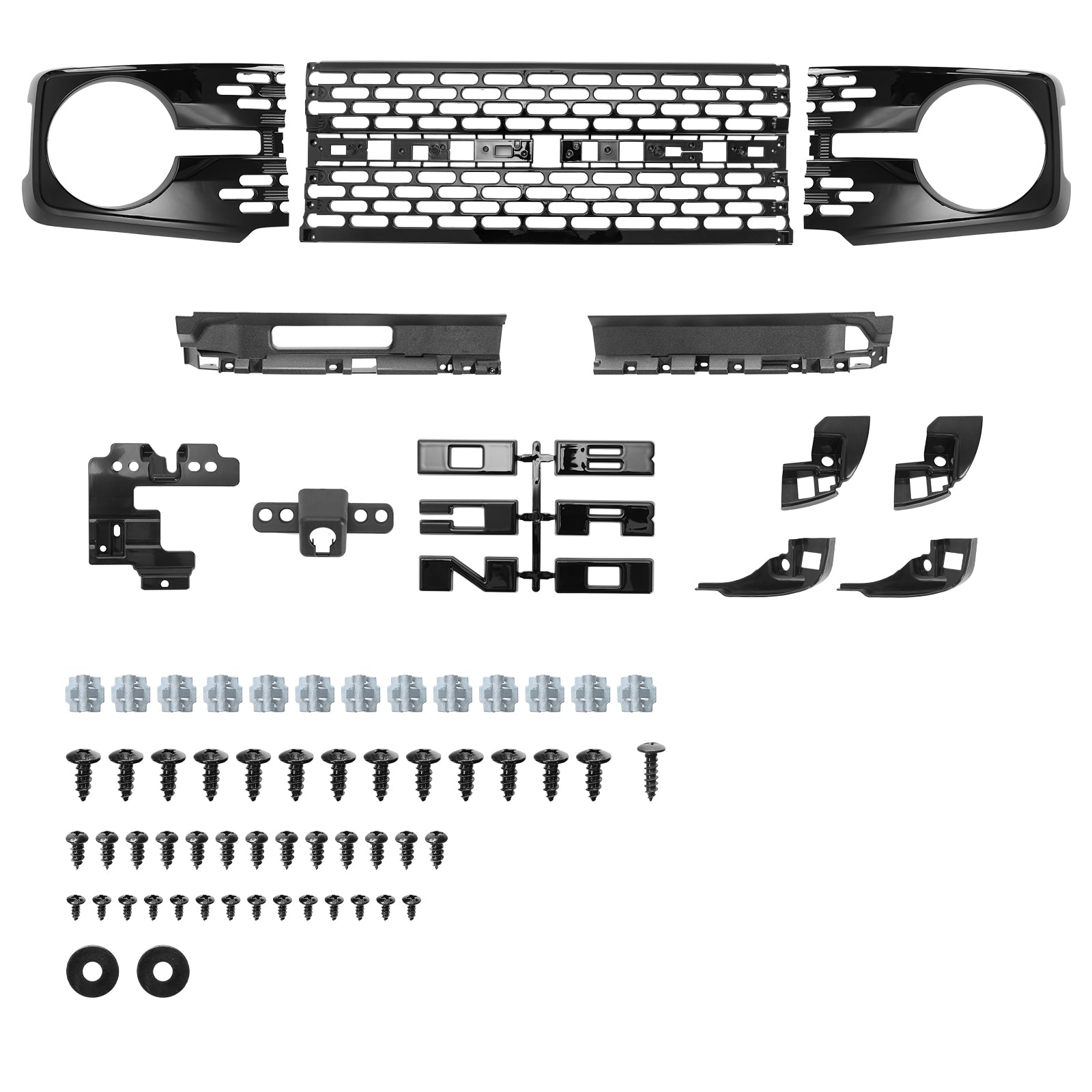 Ford Bronco Piano Black Grille with Letter Inserts - ABS Plastic
