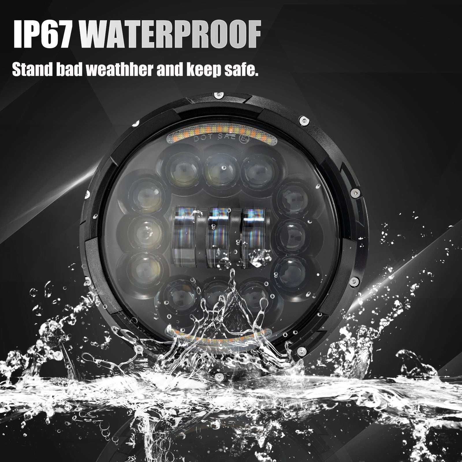 7" 108W LED Headlights & 4" 60W LED Fog Lights Combo Kit Integrated White DRL & Amber Turn Signal Functions for 2007-2018 Jeep Wrangler