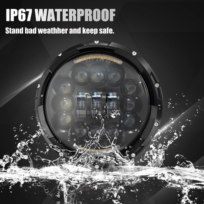 108W 7" LED Headlights with Hi/Lo Beam, DRL and Amber Turn Signal for Jeep Wrangler JK TJ LJ 1997-2018  (2pcs/set)