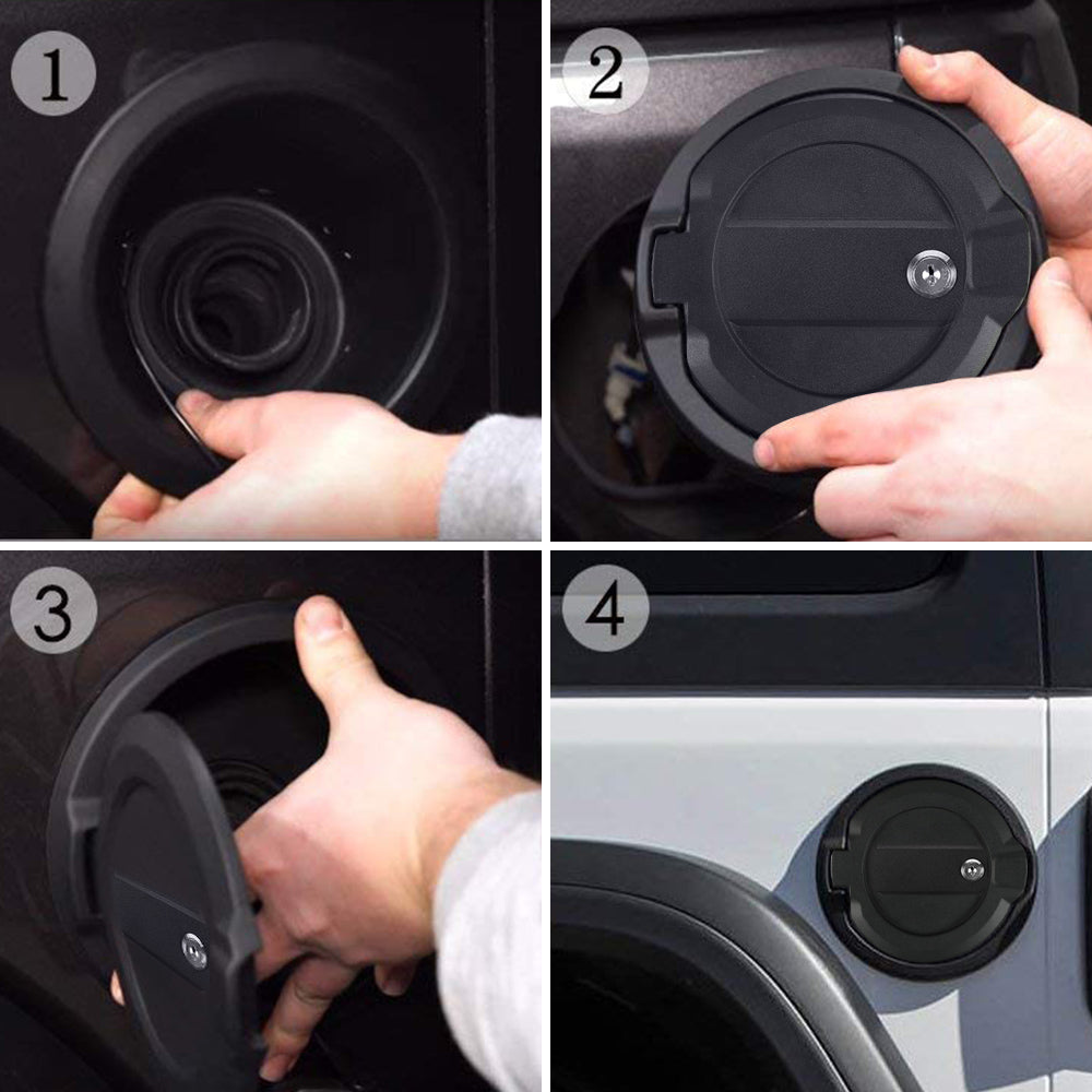 Locking Aluminum Fuel Filler Door Cover with key Accessories Compatible with 2018-2026 Jeep Wrangler 4xe JL JLU