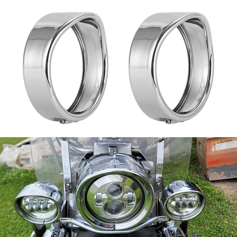 4.5" Auxiliary Passing Light Trim Ring Bezel for Harley-Davidson Touring Models (2PCS)