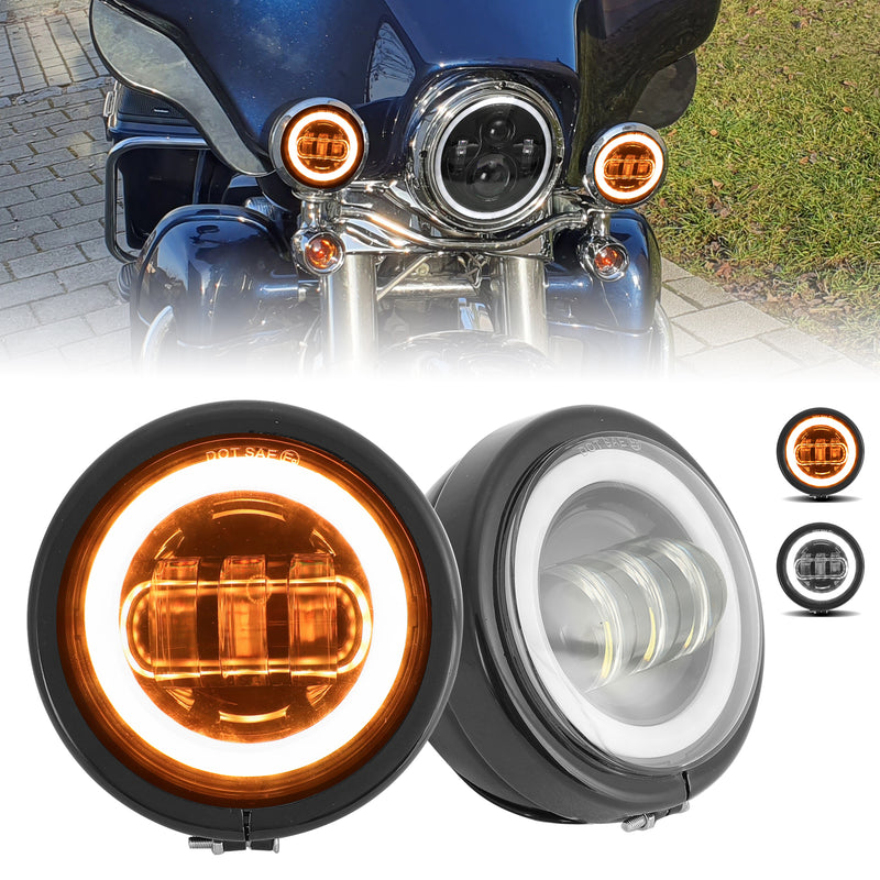 4.5 inch  LED Halo Auxiliary Fog Lights with Integrated DRL & Turn Signal for Harley-Davidson (2pcs/set)