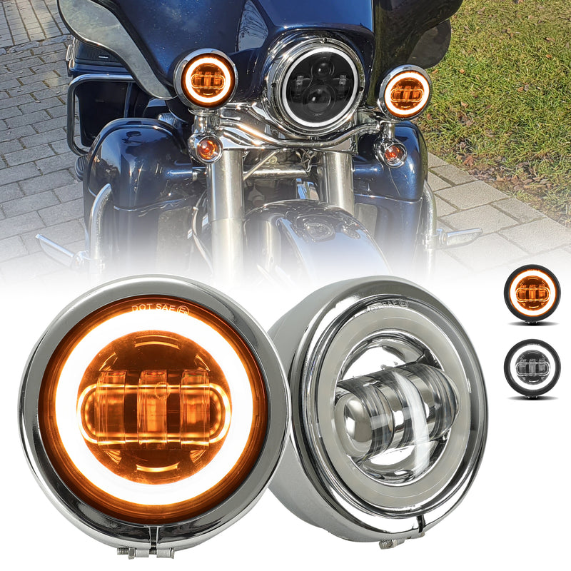 4.5 inch  LED Halo Auxiliary Fog Lights with Integrated DRL & Turn Signal for Harley-Davidson (2pcs/set)