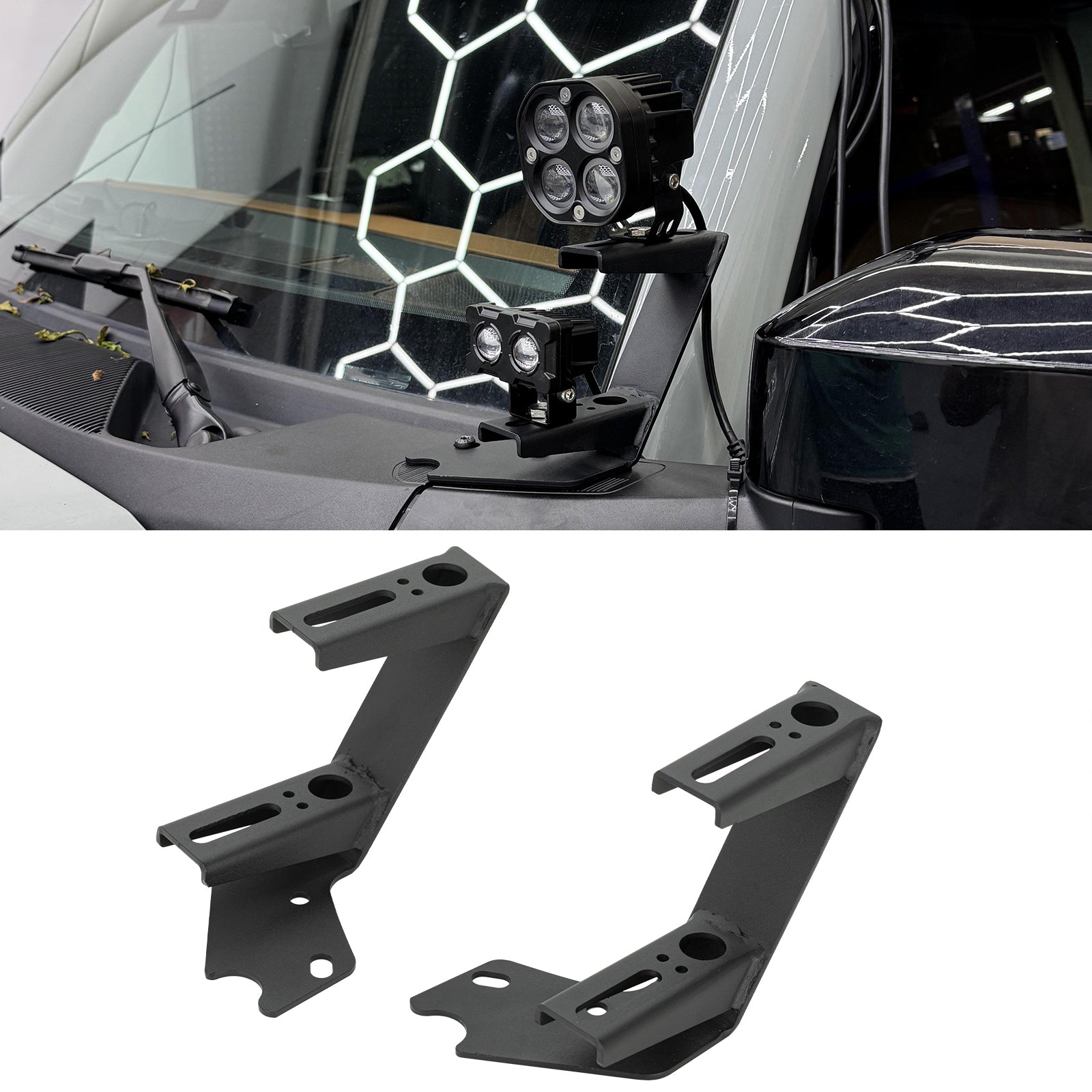 Front A-Pillar Off-Road Dual Light Mounting Brackets for 2021-2026 Ford Bronco 2/4 Door (2Pcs/Set)