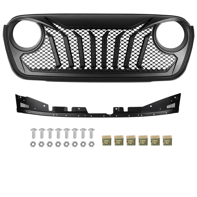 Giant Fang Series One-Piece ABS Front Grille for 2018–2026 Jeep Wrangler JL JLU 4xe & Gladiator JT