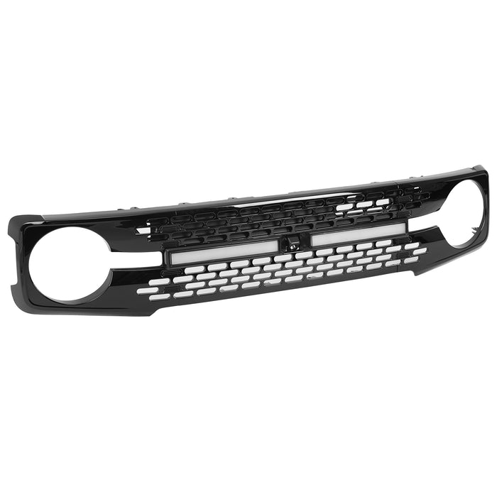 Ford Bronco Gloss Black ABS Grille with Letters and Long Grille Light