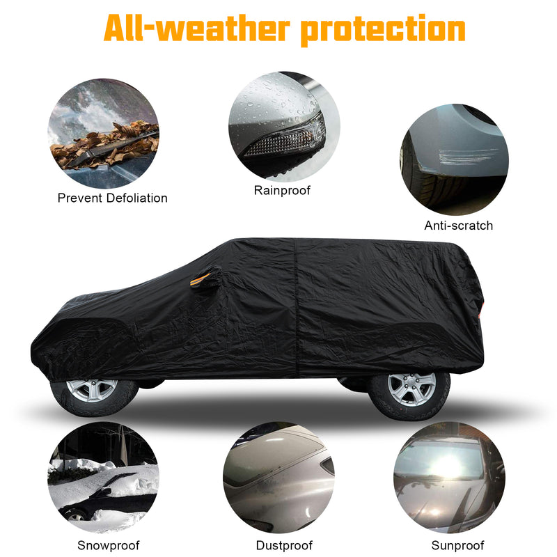 Jeep Wrangler 2-Door Black Car Cover for 1987-2025 Jeep Wrangler  YJ TJ LJ JK JL