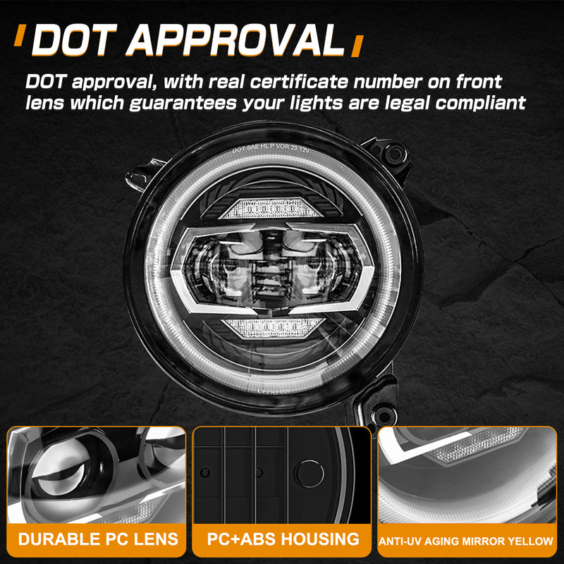 9-Inch LED Headlights with DRL & Turn Signals for 2018–2026 Jeep Wrangler JL JLU, 4xe & 2020–2026 Gladiator JT (Pair)