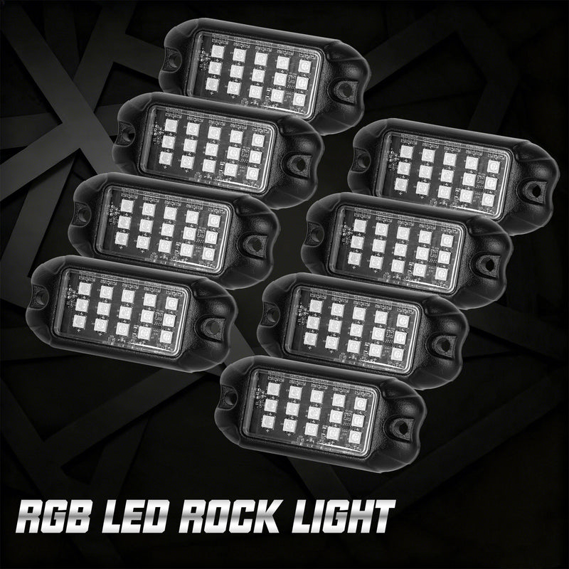 Rotating Series RGB LED Rock Lights Kit for Car | App-Controlled Off-Road Underglow