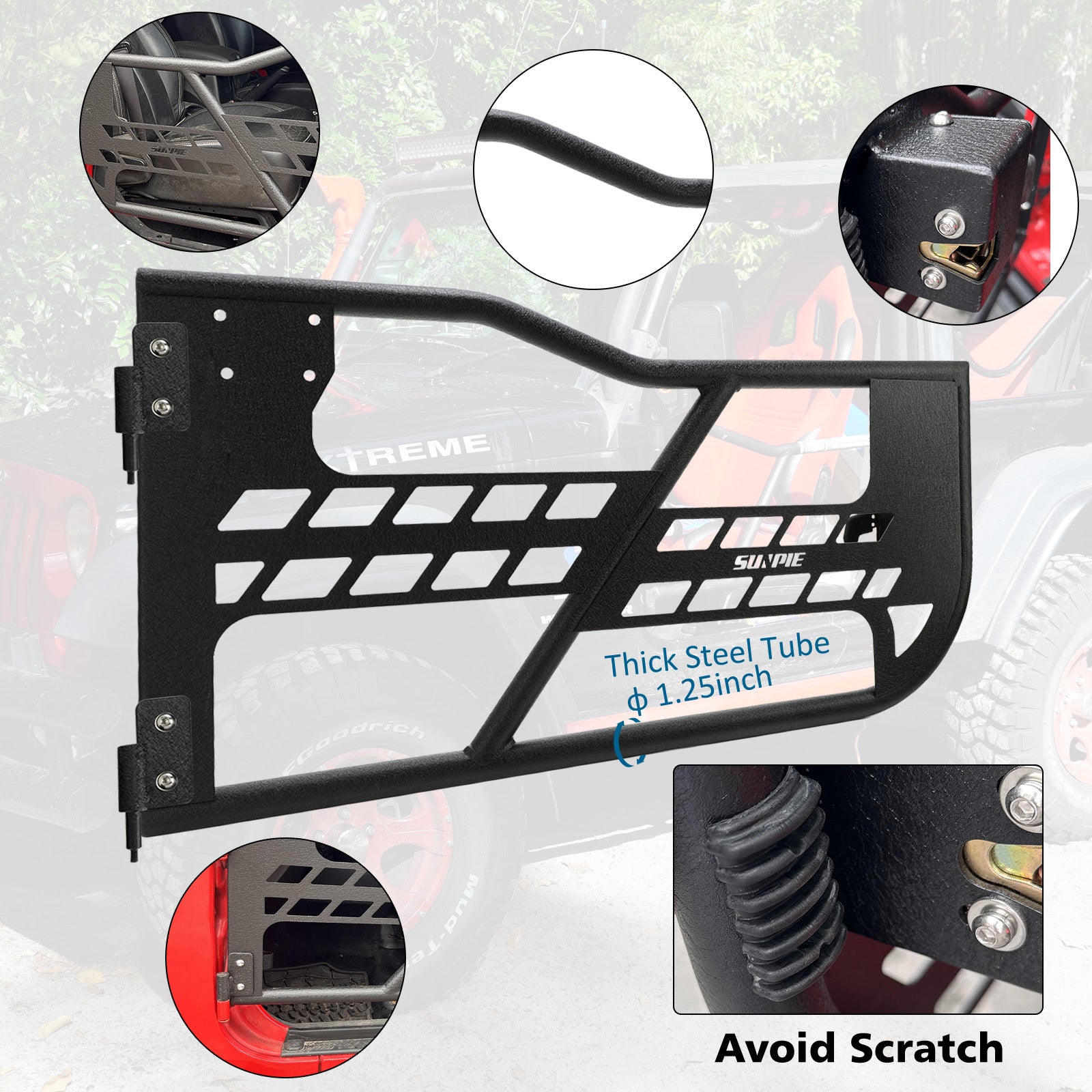 4-Door Safari Half Tube Doors for 2007-2018 Jeep Wrangler JK Unlimited (4PCS Set)