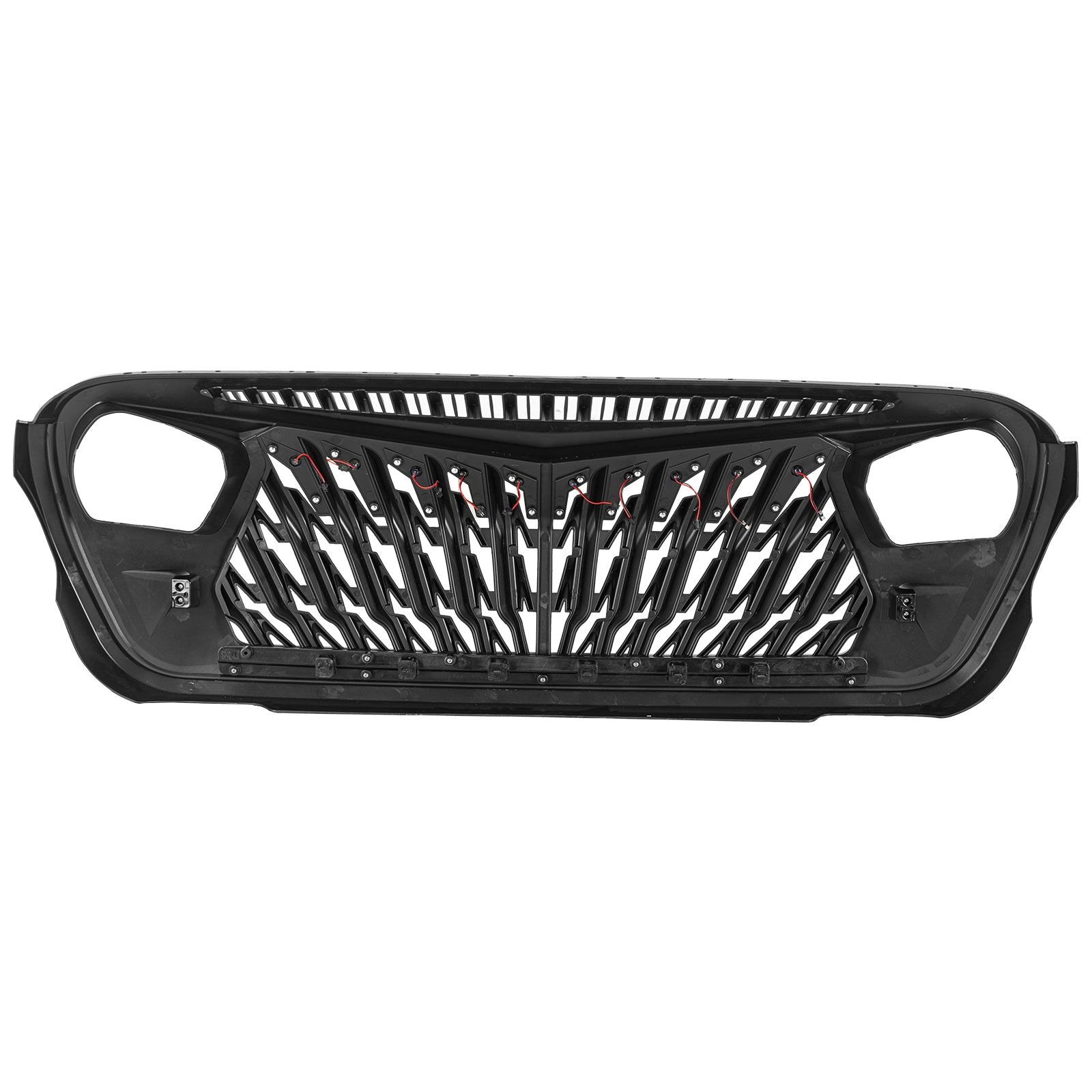 Hawk-Wing Aggressive Front Grille with Amber LED Running Lights for 2018-2026 Jeep Wrangler JL 4xe Gladiator JT