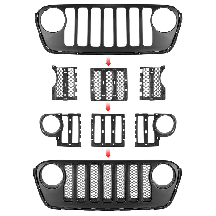 Jeep Grille Stripes Vertical ABS Plastic OEM Version for 2018-2024 Jeep Wrangler JL/JLU and Jeep Gladiator