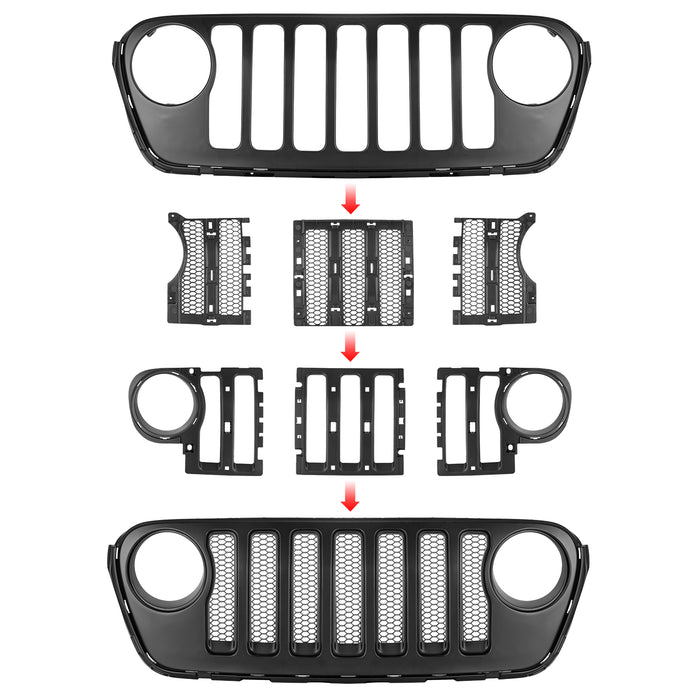 Jeep Grille Stripes Vertical ABS Plastic OEM Version for 2018-2025 Jeep Wrangler JL/JLU and Jeep Gladiator