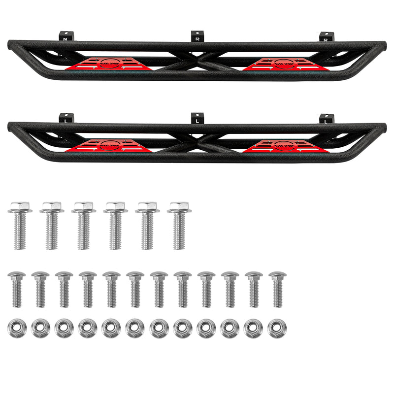 2018-2025 Jeep Wrangler 4xe JLU 4 Door Black Stainless Steel Running Boards & Step Bars