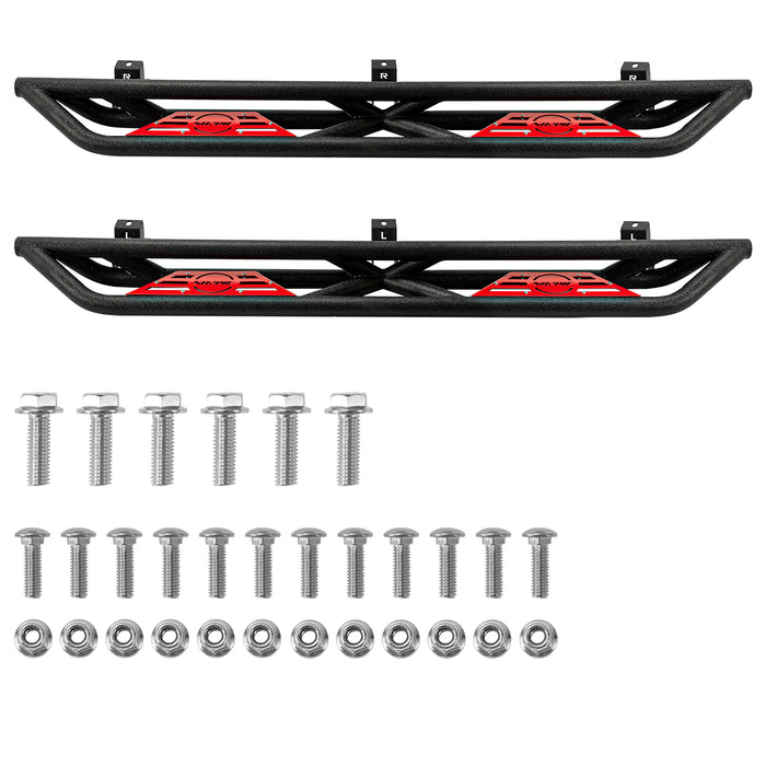 2018-2025 Jeep Wrangler 4xe JLU 4 Door Black Stainless Steel Running Boards & Step Bars
